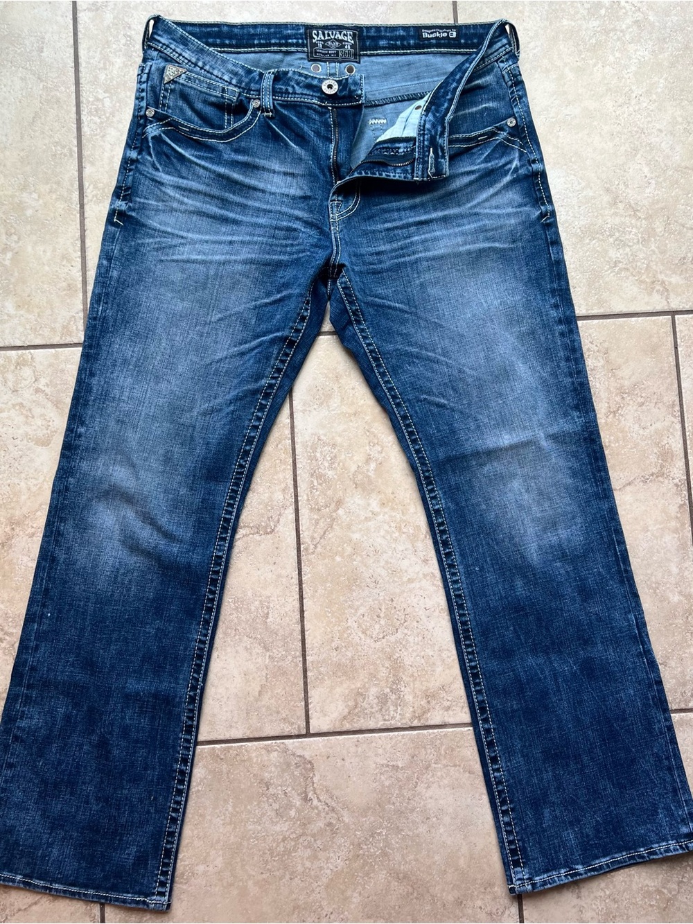 Salvage Men's Dark Blue Bootcut Jeans